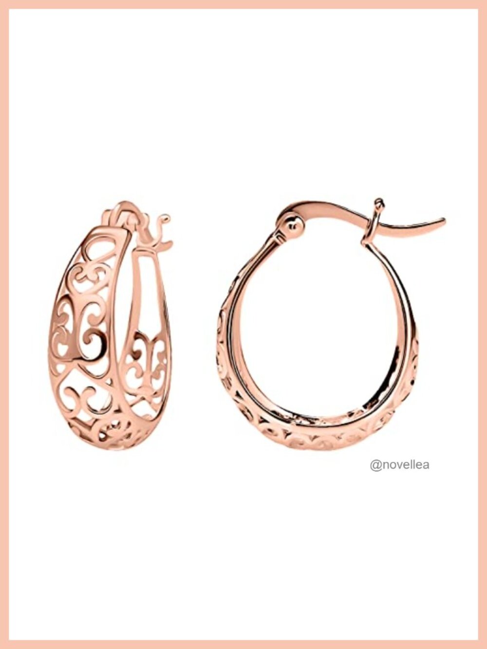Sterling Silver Filigree Hoop Earrings for Women - Trendy Oval Design -